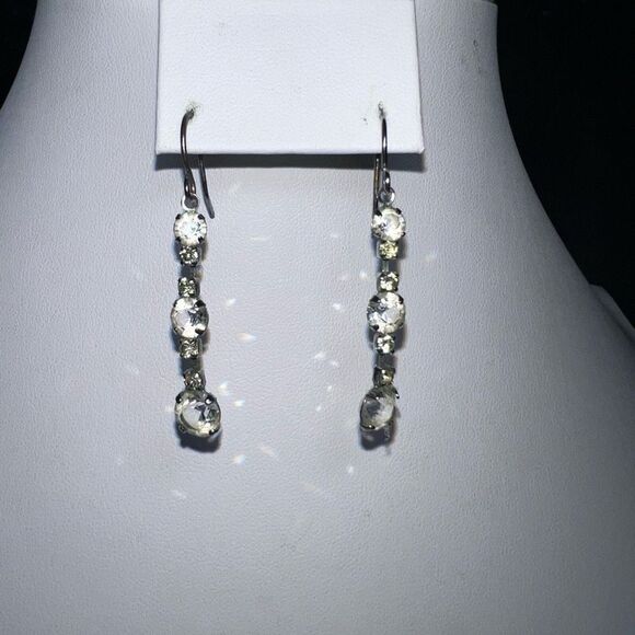 Prong Set CZ Dangle Earrings - Picture 1 of 6
